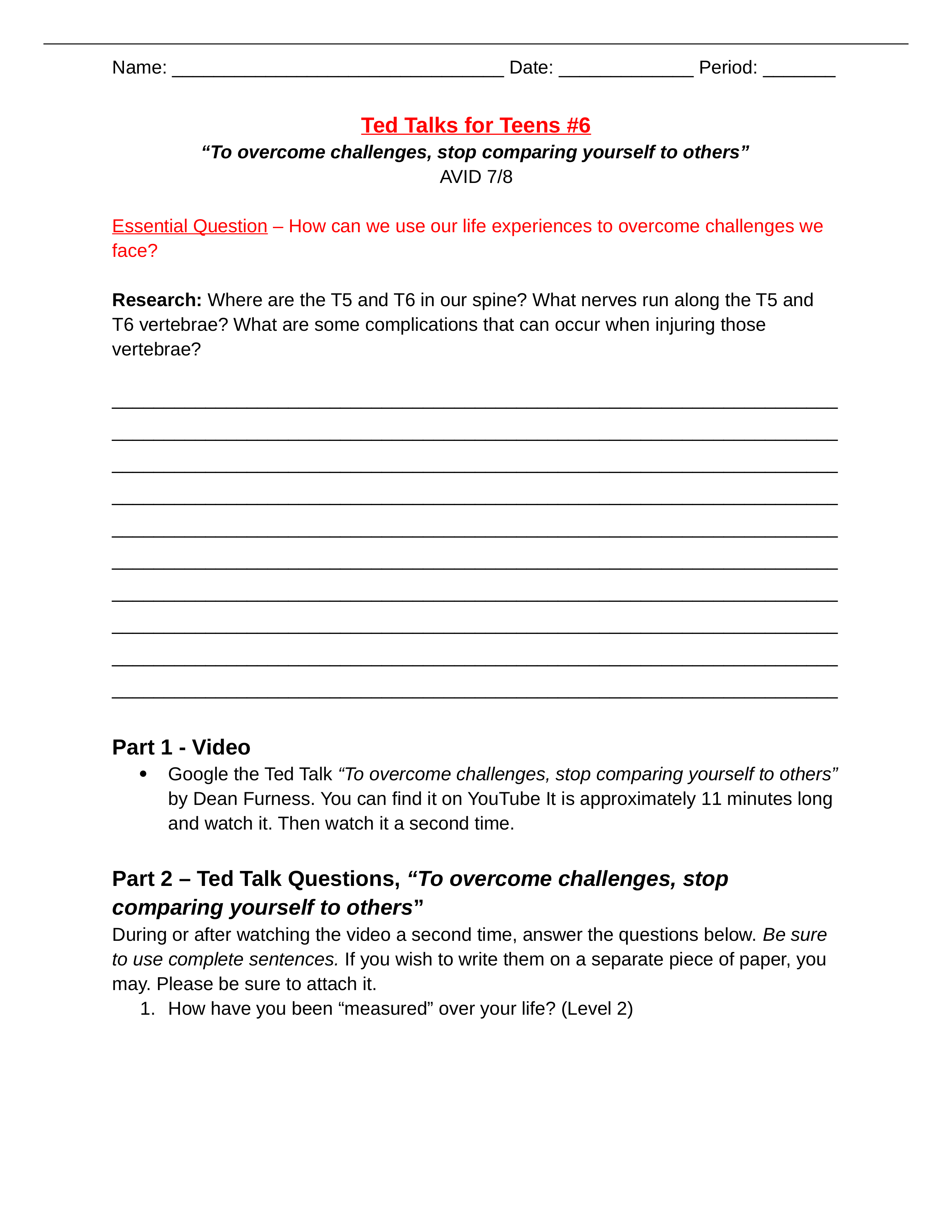 Ted Talk Project 6 - To overcome challenges, stop comparing yourself to others.docx_dywbnih616h_page1