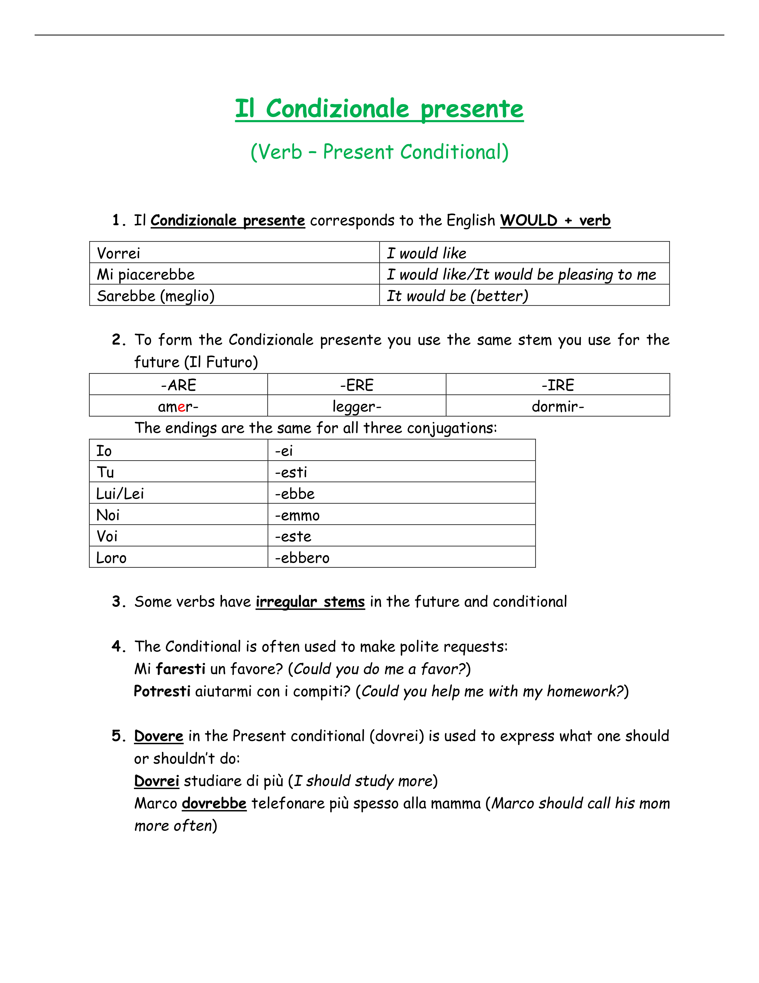 Il Condizionale Presente (Verb - Present Conditional)-1.pdf_dywsr4wdojr_page1