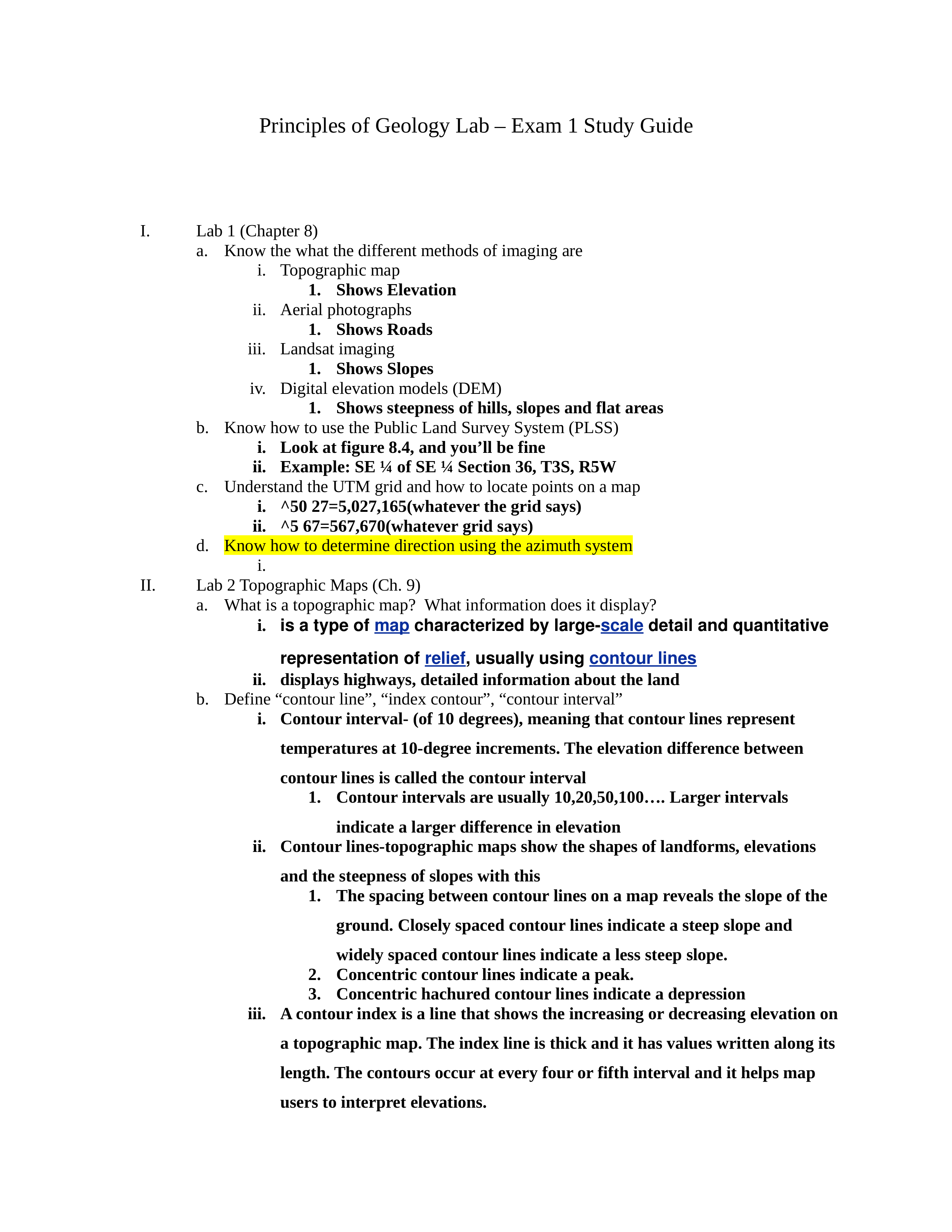 Principles of Geology Lab - Exam 1 Study Guide_dz91aep969w_page1