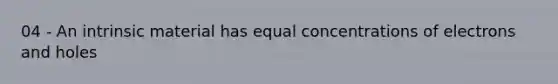 04 - An intrinsic material has equal concentrations of electrons and holes