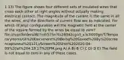 1 13) The figure shows four different sets of insulated wires that cross each other at right angles without actually making electrical contact. The magnitude of the current is the same in all the wires, and the directions of current flow are as indicated. For which (if any) configuration will the magnetic field at the center of the square formed by the wires be equal to zero? file:///var/folders/l8/7ndr575n7ts26042cgn3_x3c0000gn/T/TemporaryItems/(A%20Document%20Being%20Saved%20By%20screencaptureui%20121)/Screen%20Shot%202020-04-09%20at%204.18.17%20PM.png A) A B) B C) C D) D E) The field is not equal to zero in any of these cases.