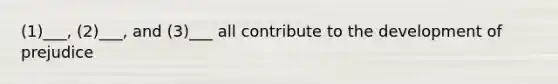 (1)___, (2)___, and (3)___ all contribute to the development of prejudice