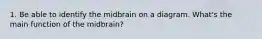 1. Be able to identify the midbrain on a diagram. What's the main function of the midbrain?