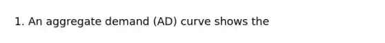 1. An aggregate demand (AD) curve shows the