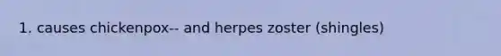 1. causes chickenpox-- and herpes zoster (shingles)