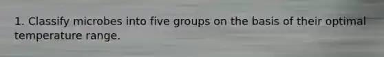 1. Classify microbes into five groups on the basis of their optimal temperature range.
