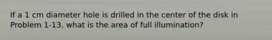 If a 1 cm diameter hole is drilled in the center of the disk in Problem 1-13, what is the area of full illumination?