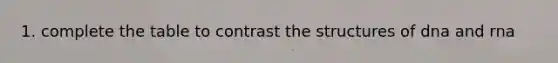 1. complete the table to contrast the structures of dna and rna