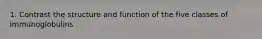 1. Contrast the structure and function of the five classes of immunoglobulins