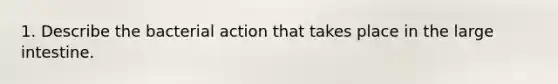 1. Describe the bacterial action that takes place in the large intestine.