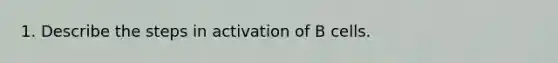 1. Describe the steps in activation of B cells.