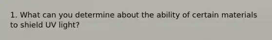 1. What can you determine about the ability of certain materials to shield UV light?
