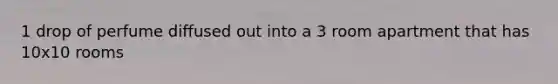 1 drop of perfume diffused out into a 3 room apartment that has 10x10 rooms