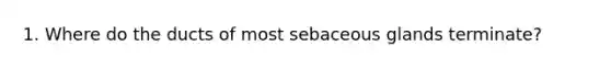 1. Where do the ducts of most sebaceous glands terminate?