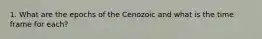 1. What are the epochs of the Cenozoic and what is the time frame for each?