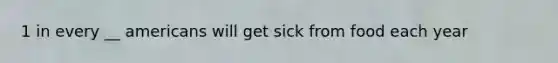 1 in every __ americans will get sick from food each year