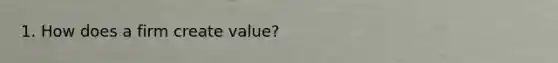 1. How does a firm create value?