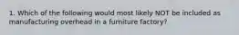 1. Which of the following would most likely NOT be included as manufacturing overhead in a furniture factory?