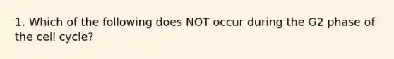 1. Which of the following does NOT occur during the G2 phase of the cell cycle?