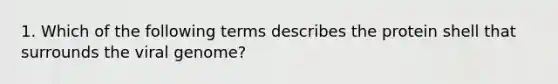 1. Which of the following terms describes the protein shell that surrounds the viral genome?