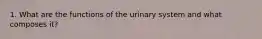 1. What are the functions of the urinary system and what composes it?