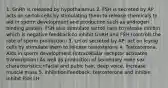 1. GnRh is released by hypothalamus 2. FSH is secreted by AP acts on sertoli cells by stimulating them to release chemicals to aid in sperm development and production such as androgen binding protein. FSH also stimulate sertoli cells to release inhibin which is negative feedback to inhibit GnRH and FSH (controls the rate of sperm production) 3. LH os secreted by AP; act on leydig cells by stimulate them to release testosterone 4. Testosterone: Aids in sperm development (Intracellular receptor activates transcription) As well as production of secondary male sex characteristics:•Facial and pubic hair, deep voice, increase muscle mass 5. inhibition/feedback: testosterone and inhibin inhibit FSH LH