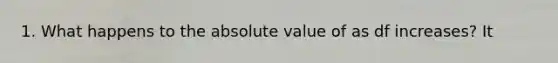 1. What happens to the absolute value of as df increases? It