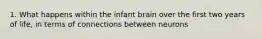 1. What happens within the infant brain over the first two years of life, in terms of connections between neurons