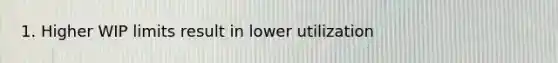 1. Higher WIP limits result in lower utilization