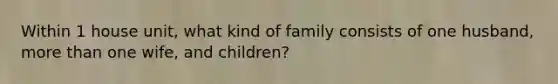 Within 1 house unit, what kind of family consists of one husband, more than one wife, and children?