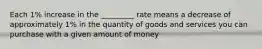 Each 1% increase in the _________ rate means a decrease of approximately 1% in the quantity of goods and services you can purchase with a given amount of money