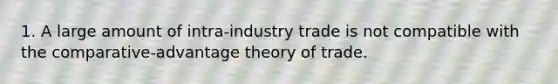 1. A large amount of intra-industry trade is not compatible with the comparative-advantage theory of trade.