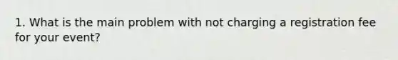 1. What is the main problem with not charging a registration fee for your event?