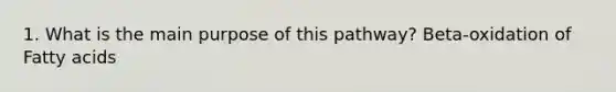 1. What is the main purpose of this pathway? Beta-oxidation of Fatty acids