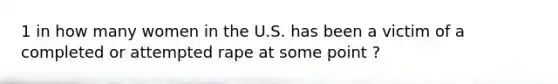 1 in how many women in the U.S. has been a victim of a completed or attempted rape at some point ?