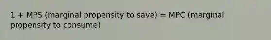 1 + MPS (marginal propensity to save) = MPC (marginal propensity to consume)