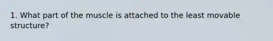 1. What part of the muscle is attached to the least movable structure?