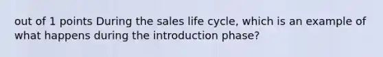 out of 1 points During the sales life cycle, which is an example of what happens during the introduction phase?