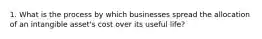 1. What is the process by which businesses spread the allocation of an intangible asset's cost over its useful life?