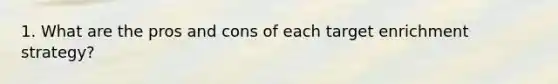 1. What are the pros and cons of each target enrichment strategy?