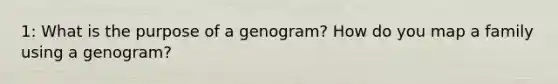 1: What is the purpose of a genogram? How do you map a family using a genogram?