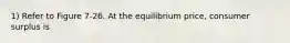 1) Refer to Figure 7-26. At the equilibrium price, consumer surplus is