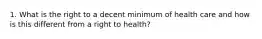 1. What is the right to a decent minimum of health care and how is this different from a right to health?