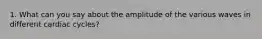 1. What can you say about the amplitude of the various waves in different cardiac cycles?