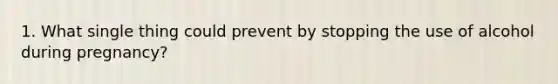 1. What single thing could prevent by stopping the use of alcohol during pregnancy?