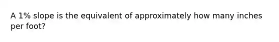 A 1% slope is the equivalent of approximately how many inches per foot?