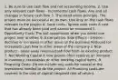 1. Be sure to use cash flow and not accounting income. 2. Use only relevant cash flows - Incremental cash flows. Any and all changes in future cash flow 3. The stand alone principle. The project must be successful on its own. Use only on the cash flows relevant to the project 4. Sunk costs - Ignore sunk costs A cost that has already been paid and cannot be recovered 5. Opportunity Costs The lost opportunity when you select one project over another. 6. Externalities: Side Effects - Erosion - declines or increases in other areas of the business Reduced (or increased) cash flow in other areas of the company // New product - takes away revenue/cash flow from an existing product. 7. Net Working Capital A new project often requires an increase in inventory, receivables or other working capital items. 8. Financing Costs: Do not include any costs for capital or the investment needed to do the project. All financing costs are covered in the cost of capital (required rate of return).