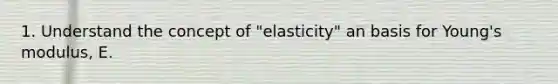 1. Understand the concept of "elasticity" an basis for Young's modulus, E.