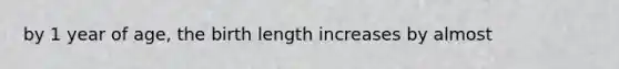 by 1 year of age, the birth length increases by almost