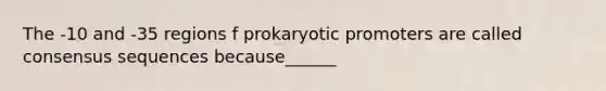 The -10 and -35 regions f prokaryotic promoters are called consensus sequences because______